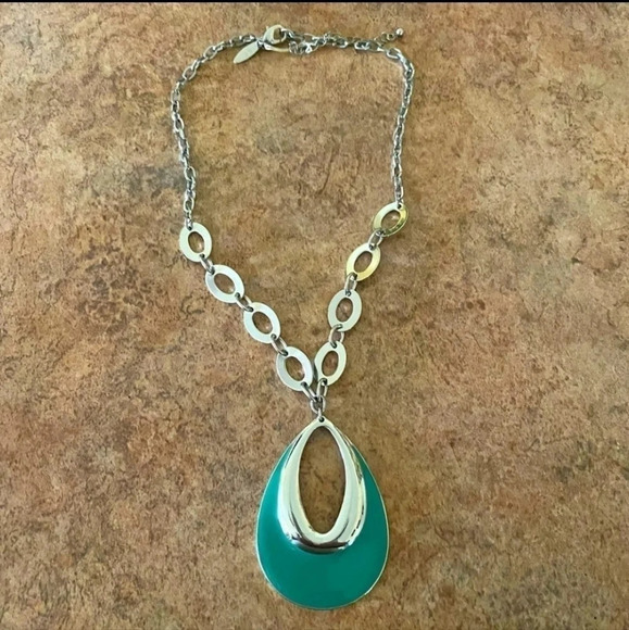 New York & Company Jewelry - New York & Company Teal Pendant Necklace Statement Necklace